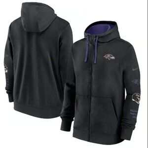 Men's Nike Black Baltimore Ravens Club Full-Zip Hoodie Jacket
